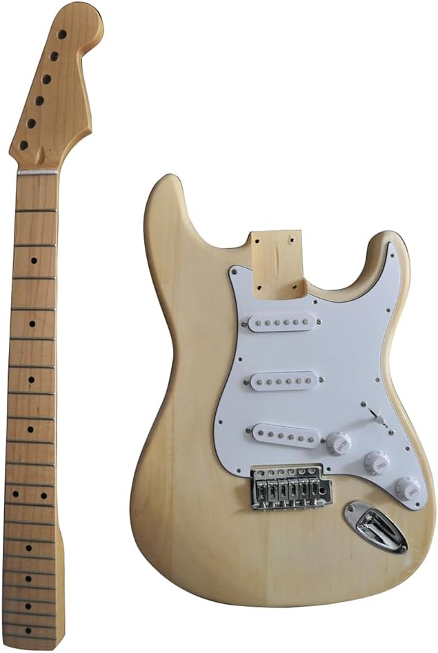 RSW DIY Electric Guitar Kit for Adults – Build Your Own ST-Style Guitar with Basswood Body, Maple Neck & Fingerboard, SSS Pickups, Pre-Wired Electronics, Tremolo Bridge, 25.5'' Scale, Bolt-On