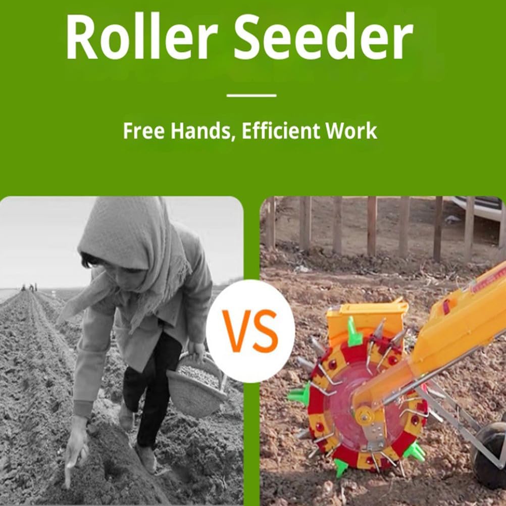 Multi-Purpose Seed Planting Machine, Manual Push Spreader with Adjustable Settings for Different Seed Sizes(4 to 8 Nozzles)