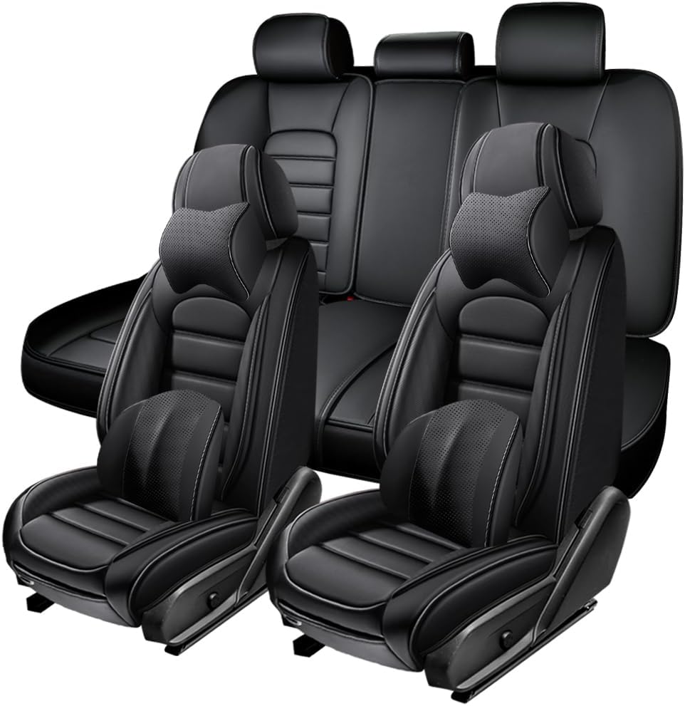 5 Seat Covers for Honda Accord 2013-2025,Premium Nappa Leather Car Seat Covers Seat Cushions,Waterproof Soft Seat Covers for Cars,Interior Accessories Airbag Compatible（Luxury-Black）