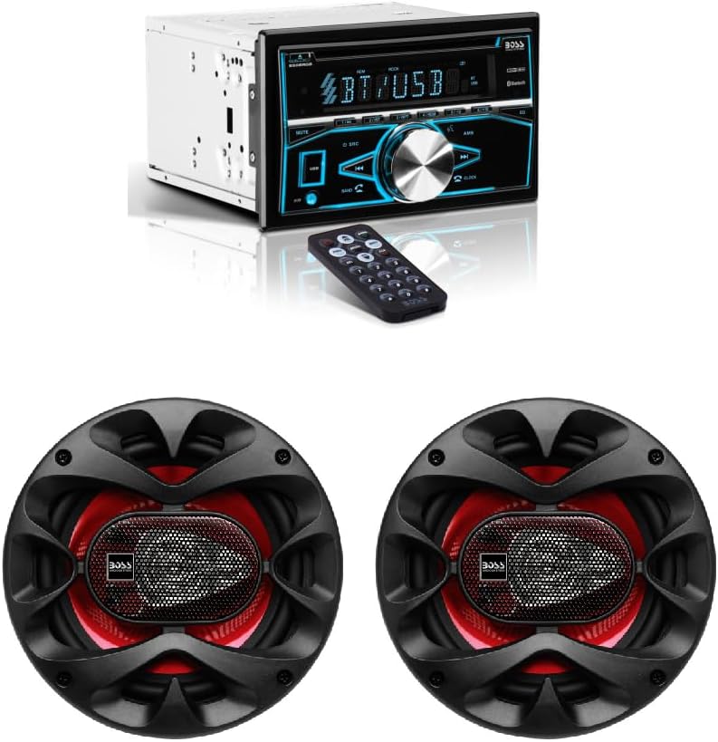BOSS Audio Systems Double DIN Bluetooth Car Stereo + Two 6.5 Inch Speakers