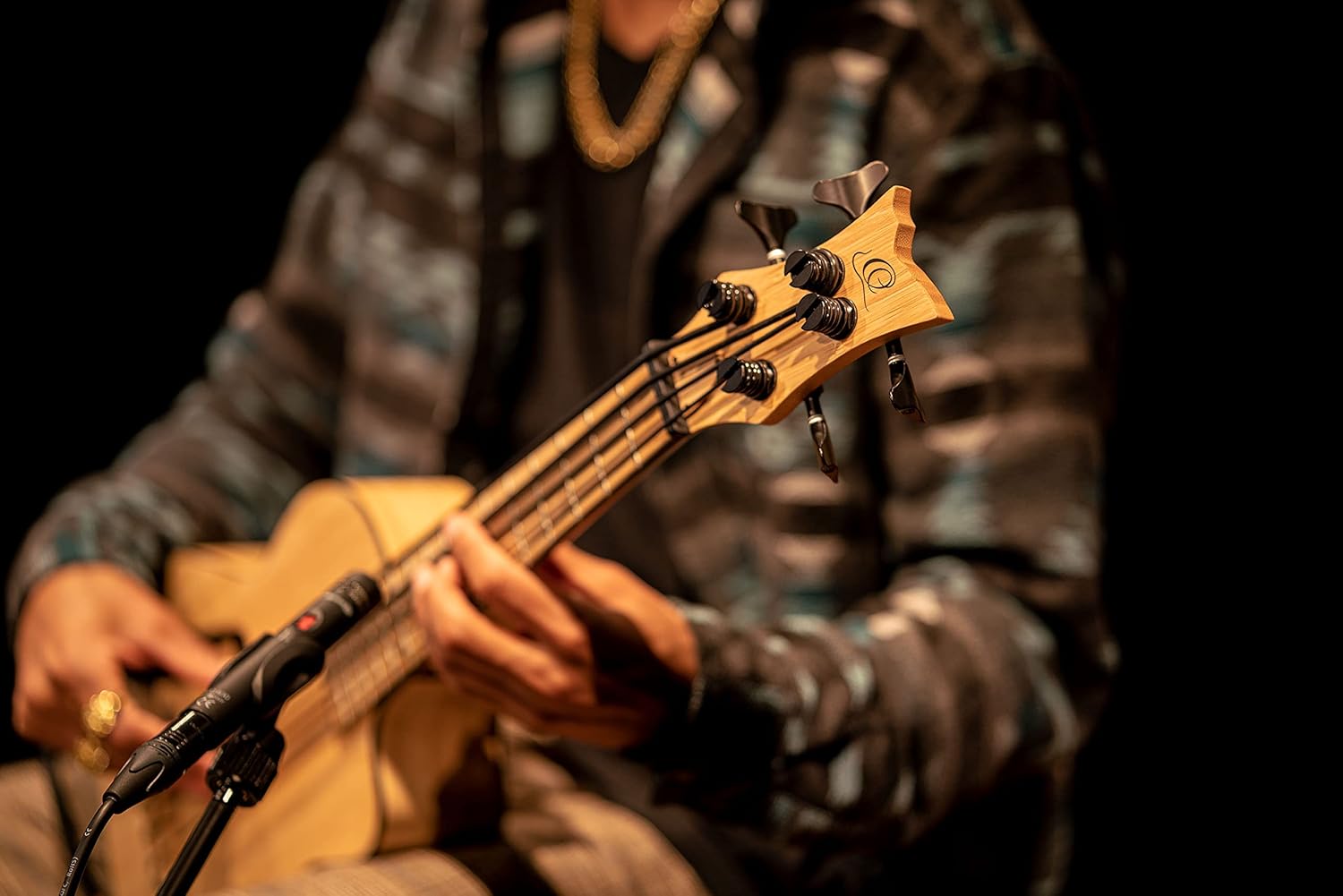 Ortega Guitars 4 String Bamboo Series All Solid Acoustic-Electric Uke-Bass w/Bag, Right-handed, Natural, (RUNAB-UB)