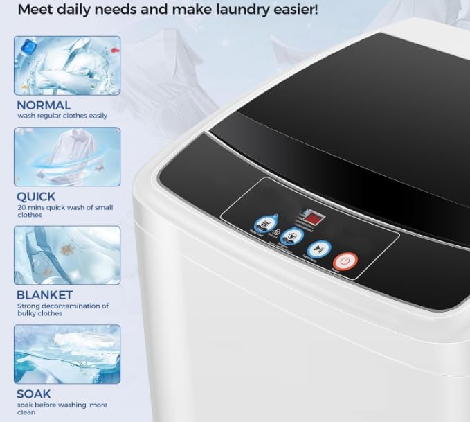 Washer and Dryer Combo,Large Capacity for Adults, with LED Display, 3 Cycle Cleaning Selections Washing Machine and Dryer