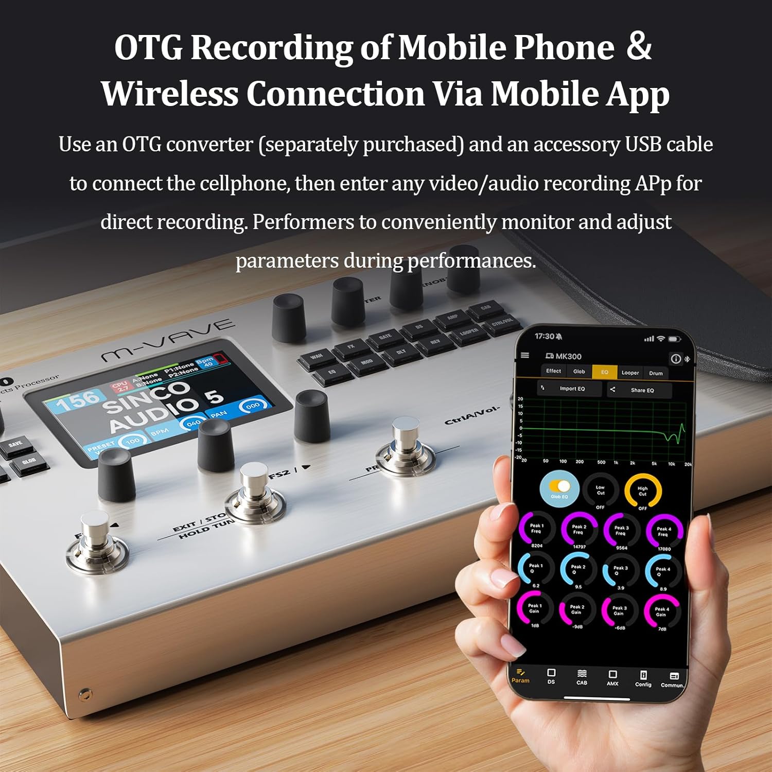 DaierTek Guitar & Bass Multi Effects Pedal, Electric Guitar Effects with 3.5’’ Display and 11 Modules, Vocal Effects Processor for 160 Presets, 120 Amp Models, Bluetooth, for Live, Studio & Practice