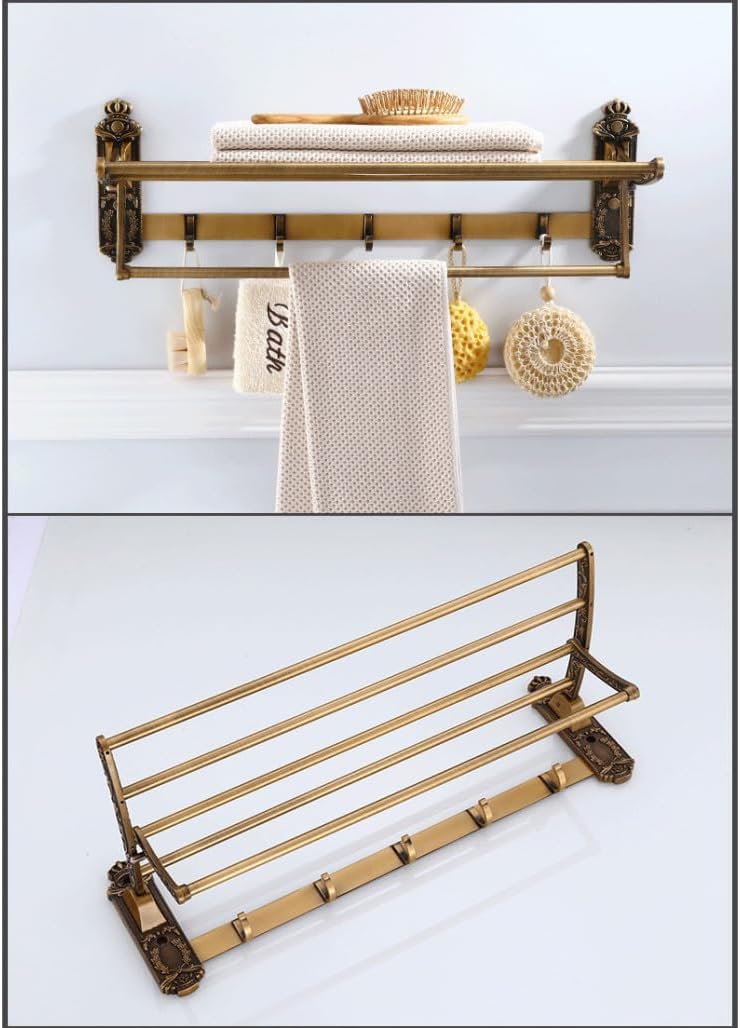 Bathroom Shelf Antique Aluminum European Style Holder Nail Free Shower Room Basket Corner Wall Engraved Vintage Accessories,Bathroom Rack B