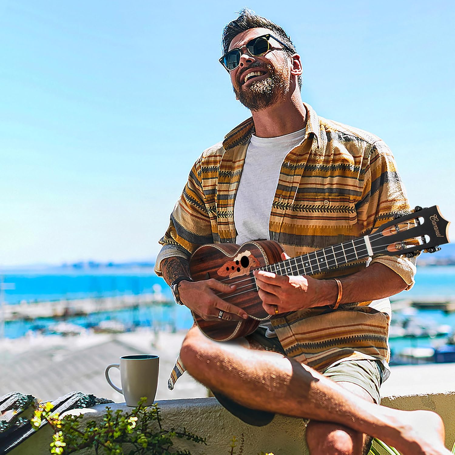 26 inch Caramel CT904 Ebony Tenor LCD color display Electric Professional Player Beginners Ukulele Uke Kit Bundle Padded Gig bag Strings,Strap