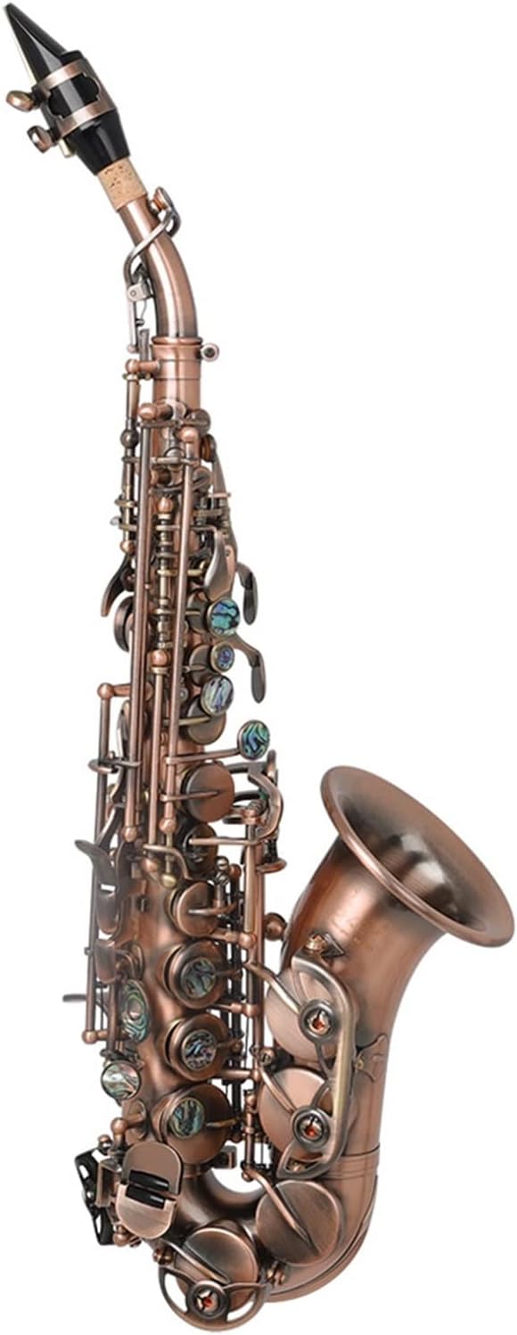 KESHUO Antique Saxophone Bb Key Woodwind Instrument with Case Sax Stand Reed Gloves Cleaning Cloth Brush Sax Strap Brush Brass Sax Beginners Kit