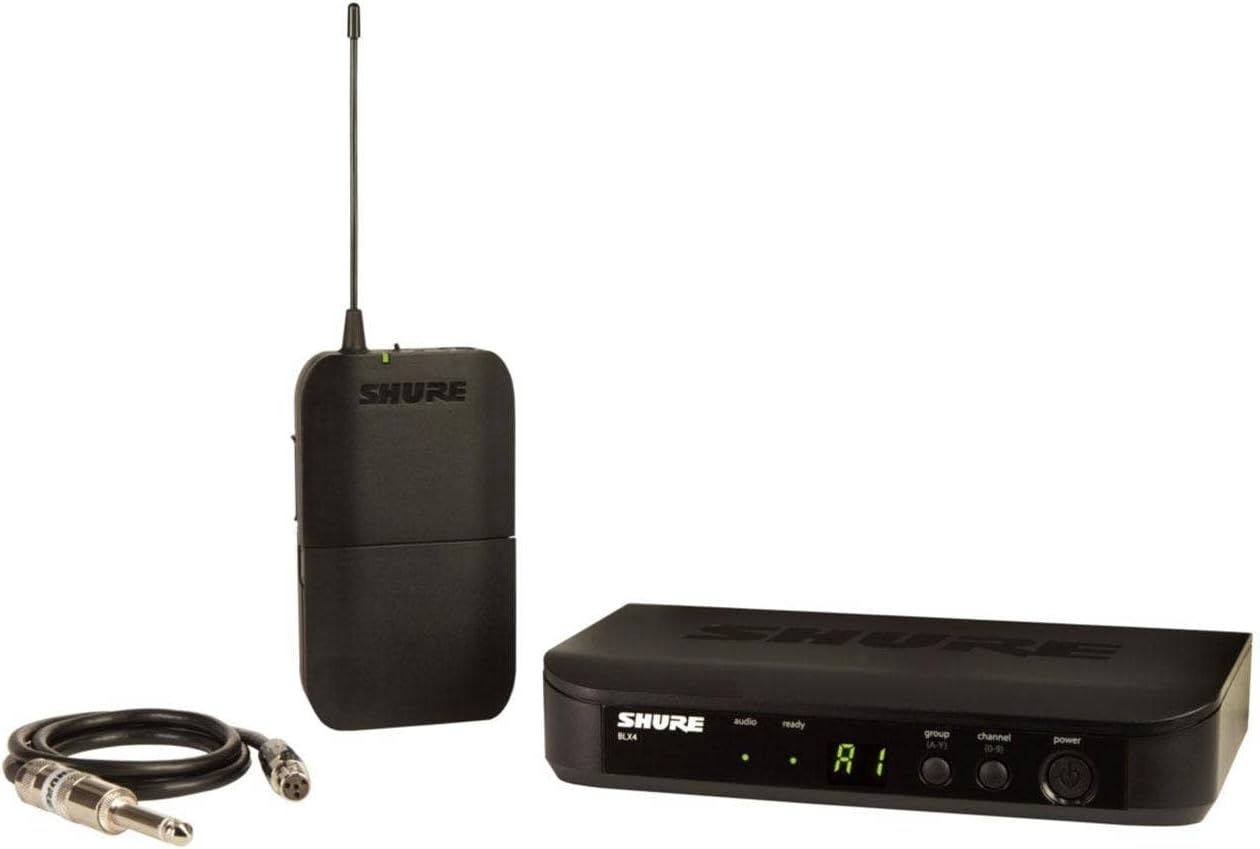Shure BLX14 UHF Wireless System for Guitar and Bass with 1/4 Jack - 14-Hour Battery Life, 300 ft Range, UHF | Includes 1/4