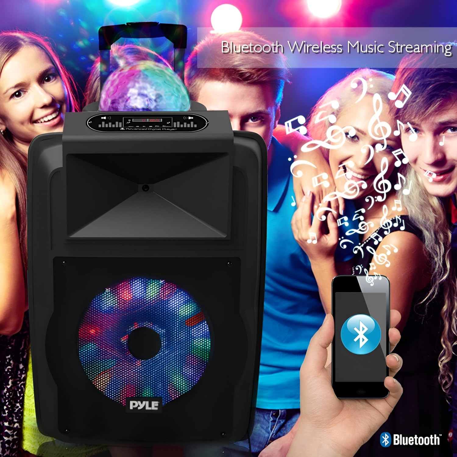 Pyle Wireless Portable PA Speaker System - 700 W Battery Powered Rechargeable Sound Speaker and Microphone Set with Bluetooth MP3 USB Micro SD FM Radio AUX 1/4