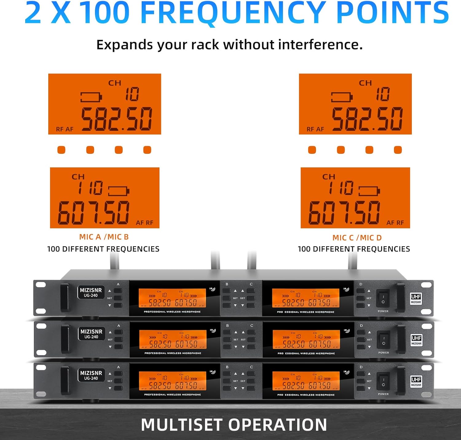4 Channel Wireless Lapel Microphone System, UHF Metal Receiver Headset Lavalier Mics Set with 4x100 Adjustable Frequency 300ft Range for Church Karaoke Meeting Preaching(4 Bodypack, UG-240)