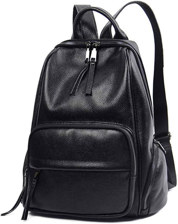 JSEIAJB Black Backpack, Ladies Rucksack Waterproof Leather Anti-theft Casual Daypack