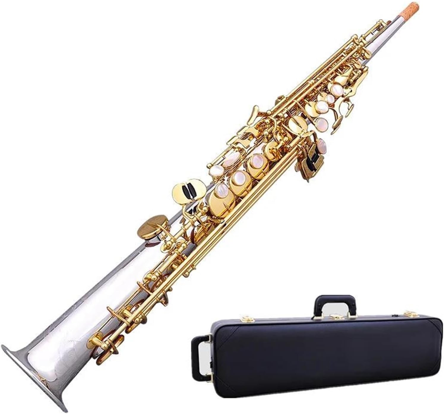 Woodwind Instruments Japan Treble Saxophone Nickel Silver Straight B Flat Sax Musical With Hard Boxs