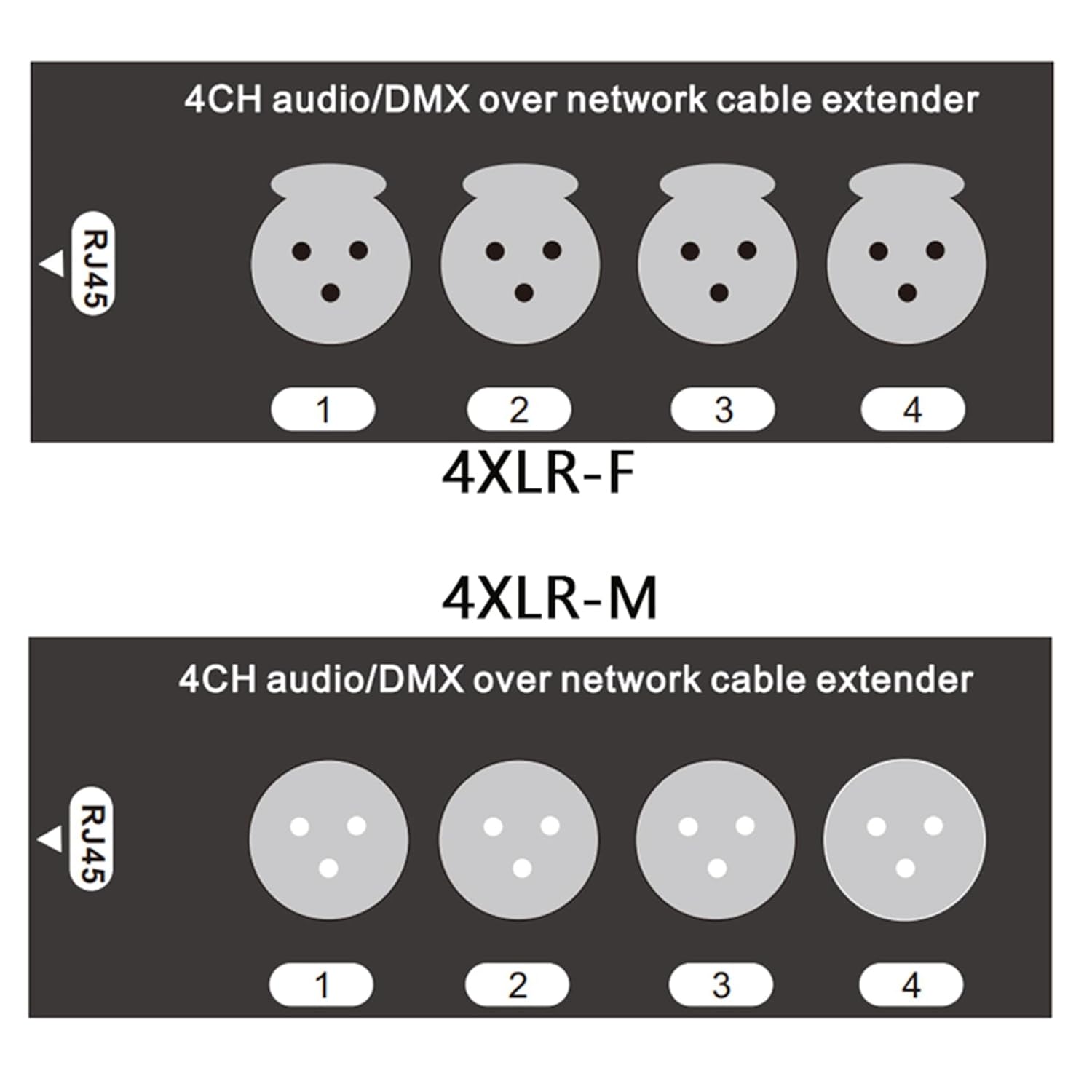 3Pair 4-Channel 3-Pin XLR Audio and Over Network Cable Extender, DMX512 Network Signal Extender 1 Male+1 Female