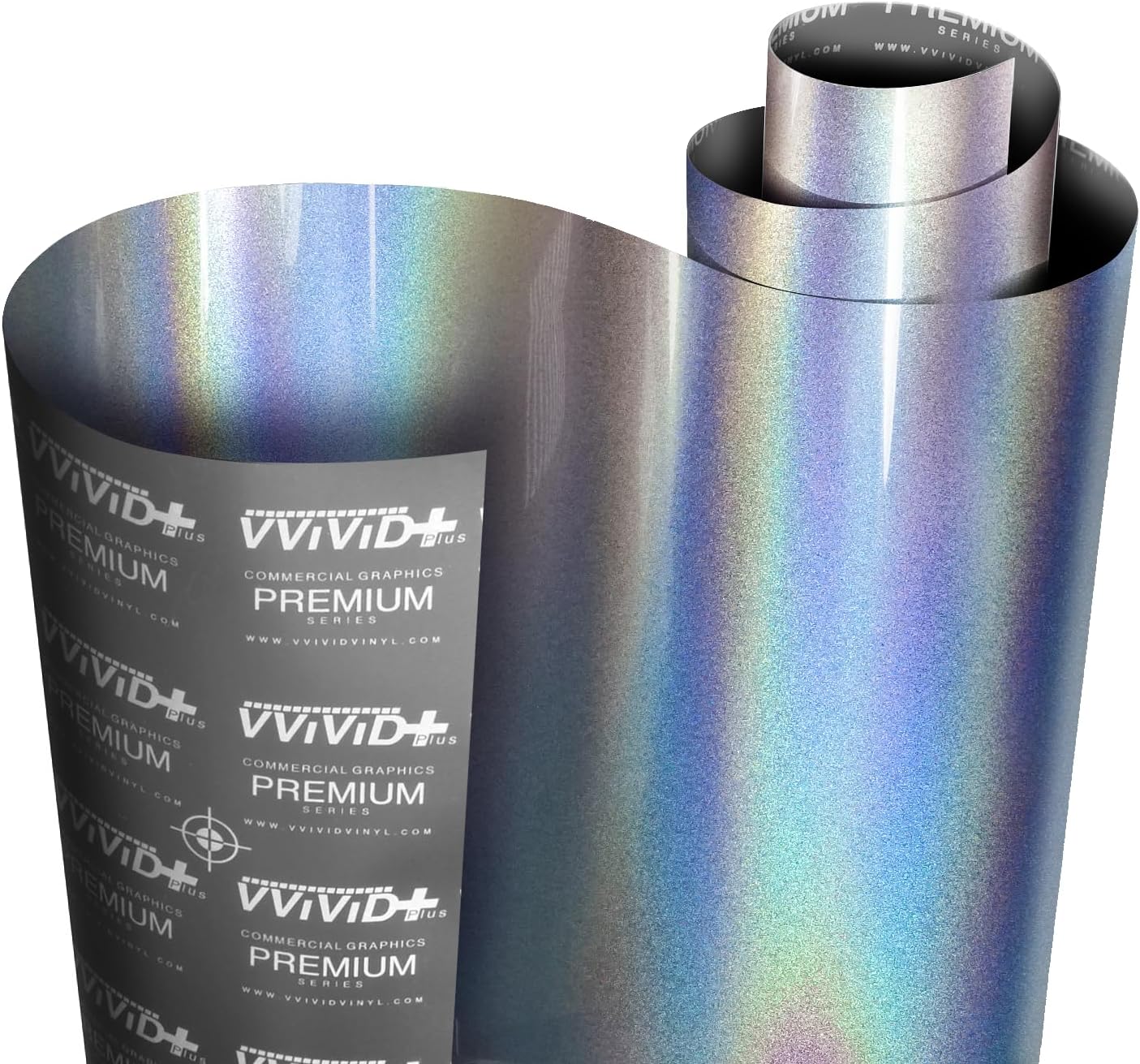 VViViD+ Ultra Gloss Silver Rainbow Metallic Vinyl (10ft x 59” inches) Premium Car Wrap Film