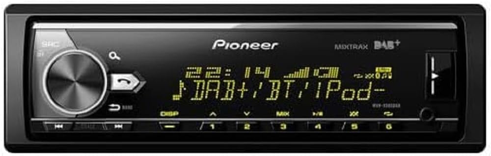 Pioneer MVH-X580DAB-AN with DAB Antenna, 1 DIN Car Radio with DAB+, RGB, German Menu Navigation, Bluetooth, USB, AUX Input, iPod/iPhone Direct Control, Handsfree, Smart Sync