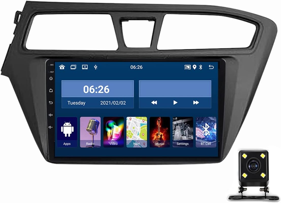 Double Din Car Stereo for Carplay and Android Auto, 9 Inch Touch Screen Car Radio with Bluetooth MP5 Player for Hyundai I20 2015-2018 FM Audio Receiver with Backup Camera