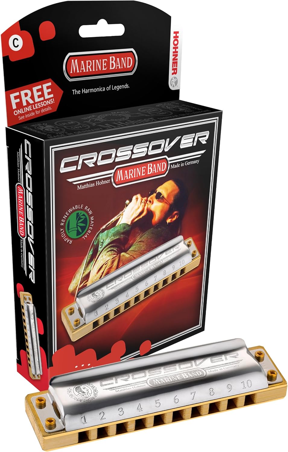 Hohner Accordions HOHNER Marine Band Crossover Harmonica, Key of D (M2009BX-D)