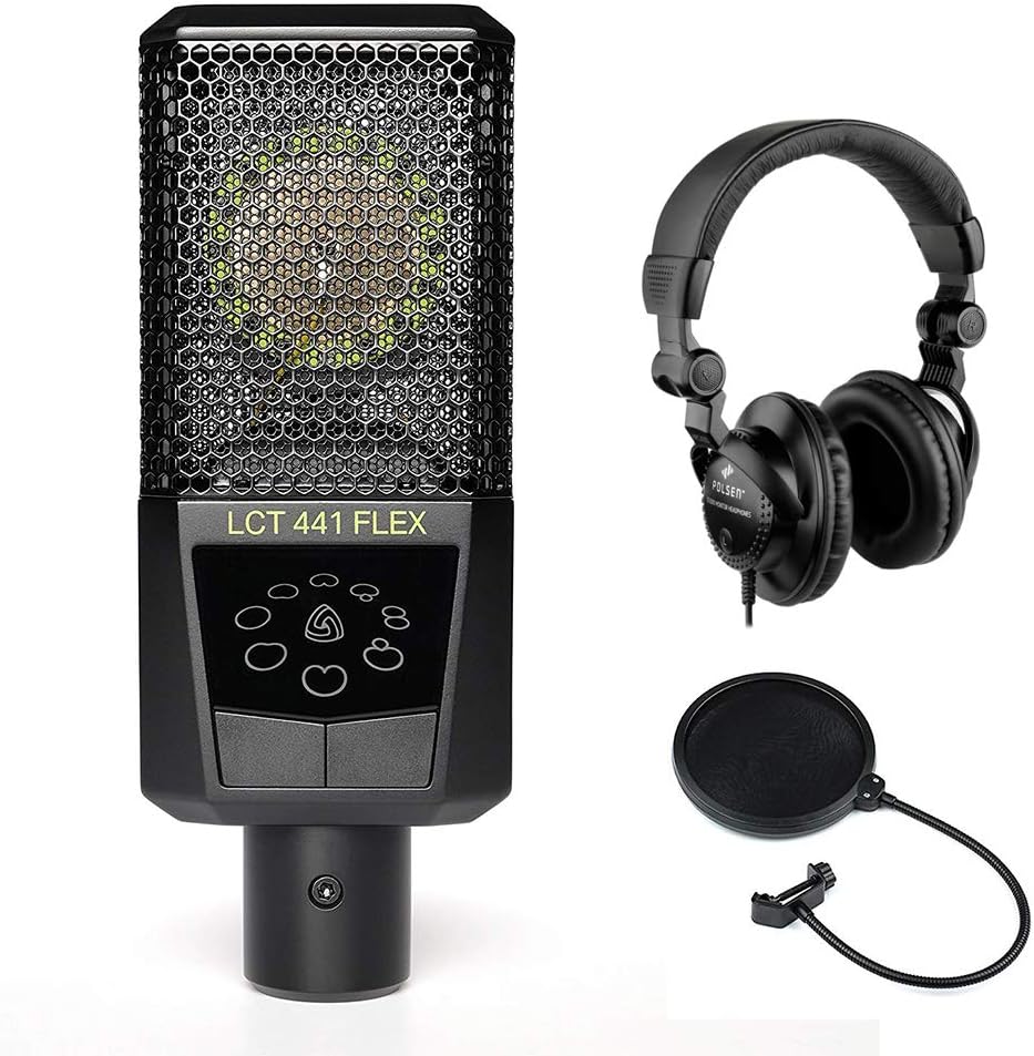 Lewitt LCT 441 Flex Condenser Microphone with Polsen HPC-A30 Studio Headphones & Pop Filter Bundle