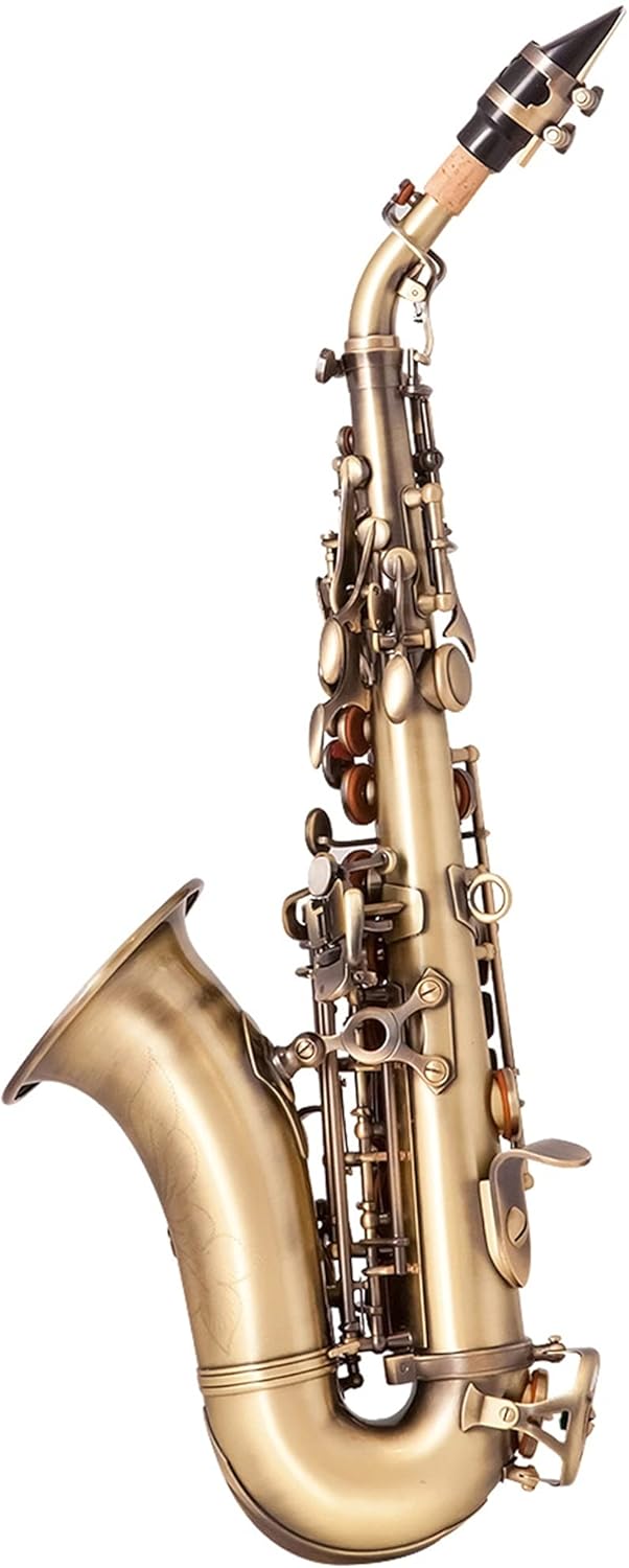 Professional Saxophone Vintage Style Bb Soprano Saxophone Brass Material Woodwind Instrument with Case Gloves Cleaning Cloth Brush Sax Strap Mouthp Brass Sax Beginners Kit
