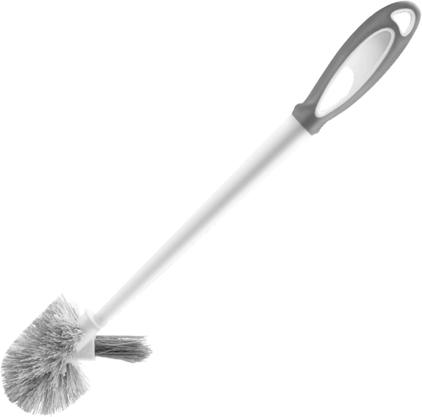 NLIAN- Slim Compact Bathroom Toilet Bowl Brush, with Curve Handle and Double-Sided PP Thick Bristles Wall Design Sturdy Deep Cleaning White 2-Pack