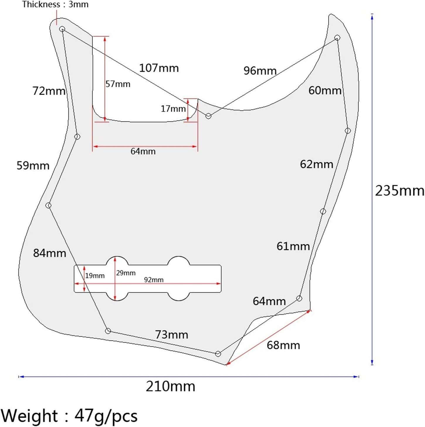 1pc Carved Electric Guitar Plate Pickguard for JB Bass Pickguard Plate