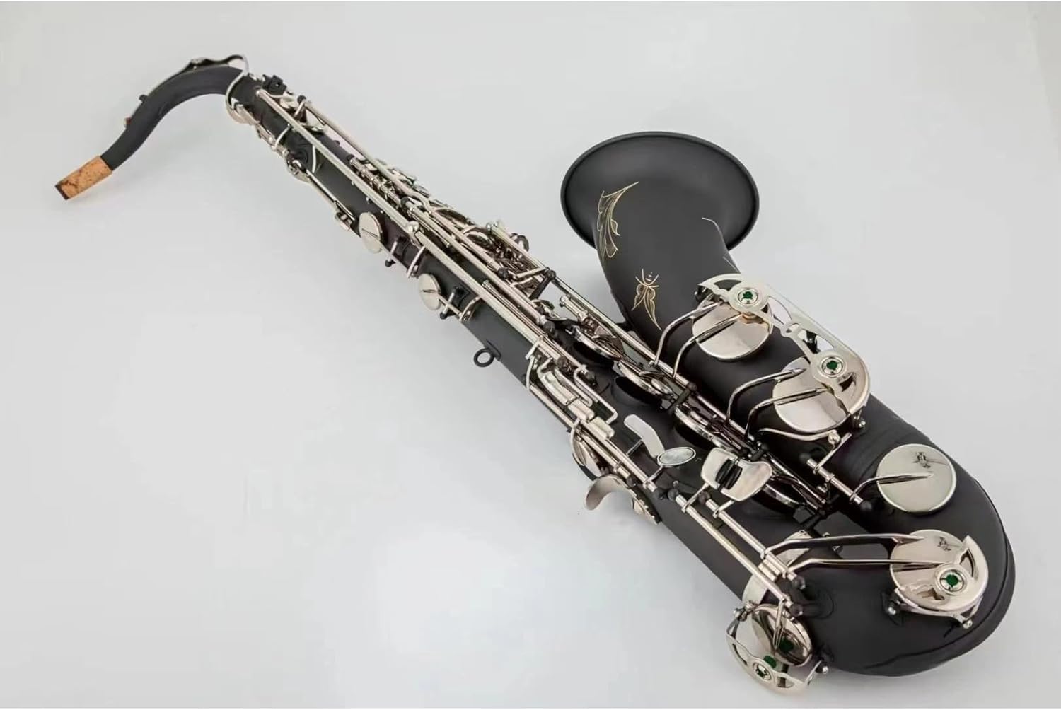 Beginner saxophone Tenor Saxophone Bb Tune Black Matte Nickel Plating Woodwind Instrument With Case Accessories (Color : Leather bag)