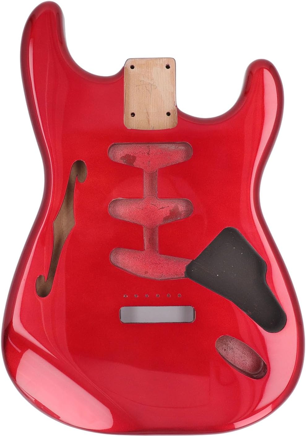 Electric Guitar Body, High Gloss Finish, Decorative Predrilled Exquisite Wooden Electric Guitar Body for Upgrade (GSB12ST Red)
