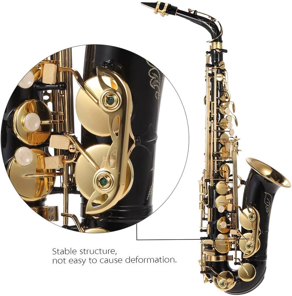 Eb Alto Saxophone Brass Lacquered Gold E Flat Sax 82Z Key Type Woodwind Instrument with Cleaning Brush Cloth Gloves Strap Padded Case