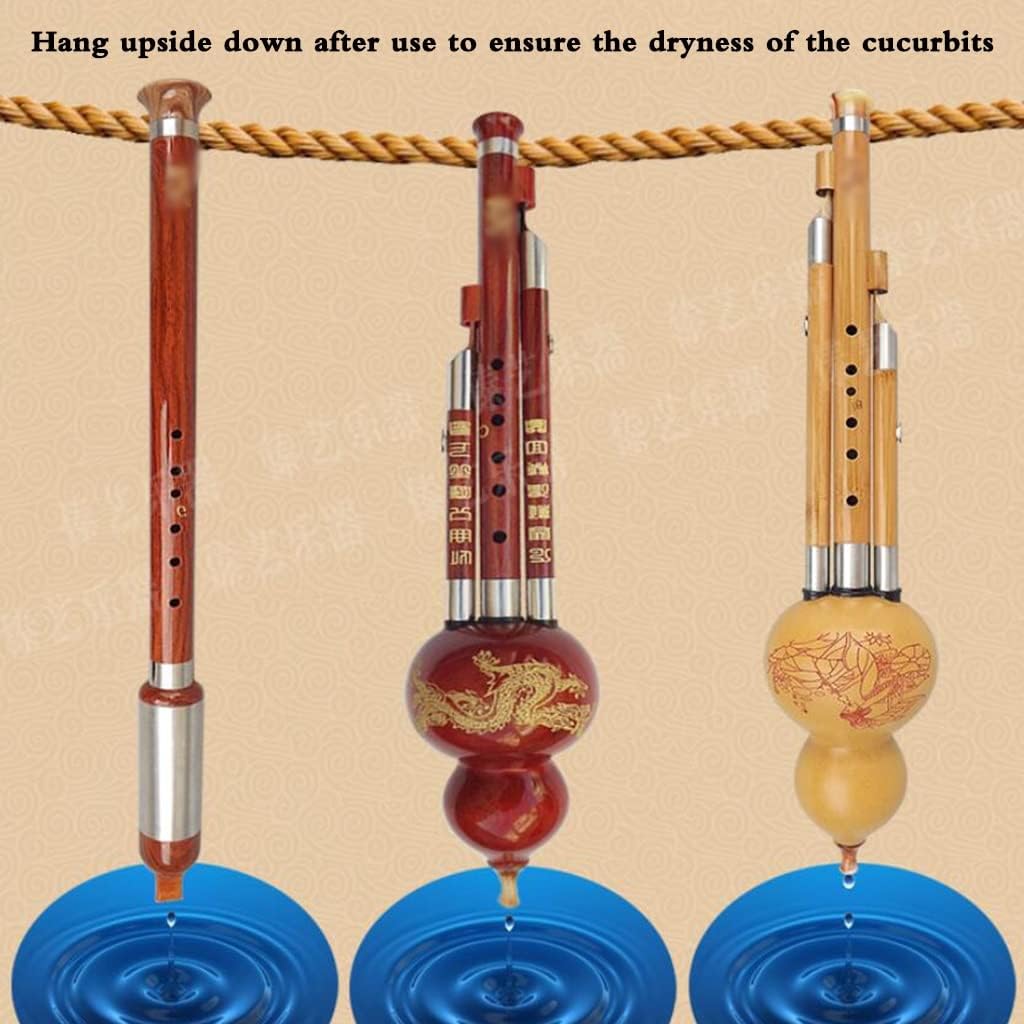 Flutes Musical Instruments 7 Hole Mahogany Gourd Adult Children Beginners C-Level B-Level Cucurbit Three-Pipe Musical Instrument with Chinese Knot and Box Full Sound
