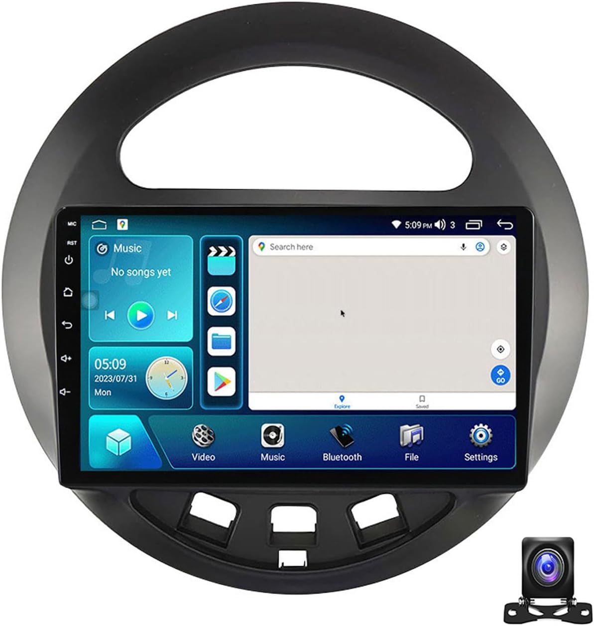 Double Din Car Stereo Bluetooth MP5 Player with Carplay/Auto, 9 Inch Touchscreen Radio Receiver with AHD Backup Camera, for Geely Panda 2009~2016 Support 4G/SWC/DSP,4 core m150s 2g+32g