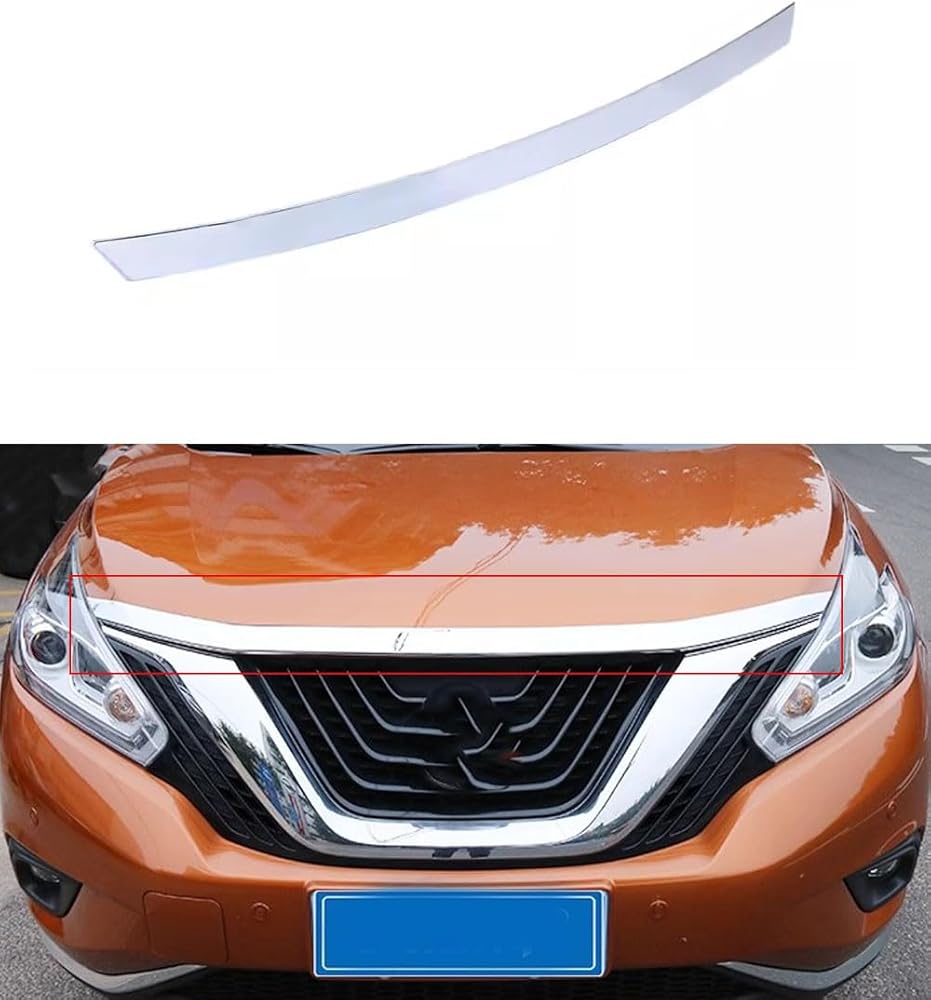 Car Accessories Fit for Nissan Murano 2015-2019 ABS Chrome Exterior Front Hood Grill Cover Bonnet Molding Cover Trim 1PC set