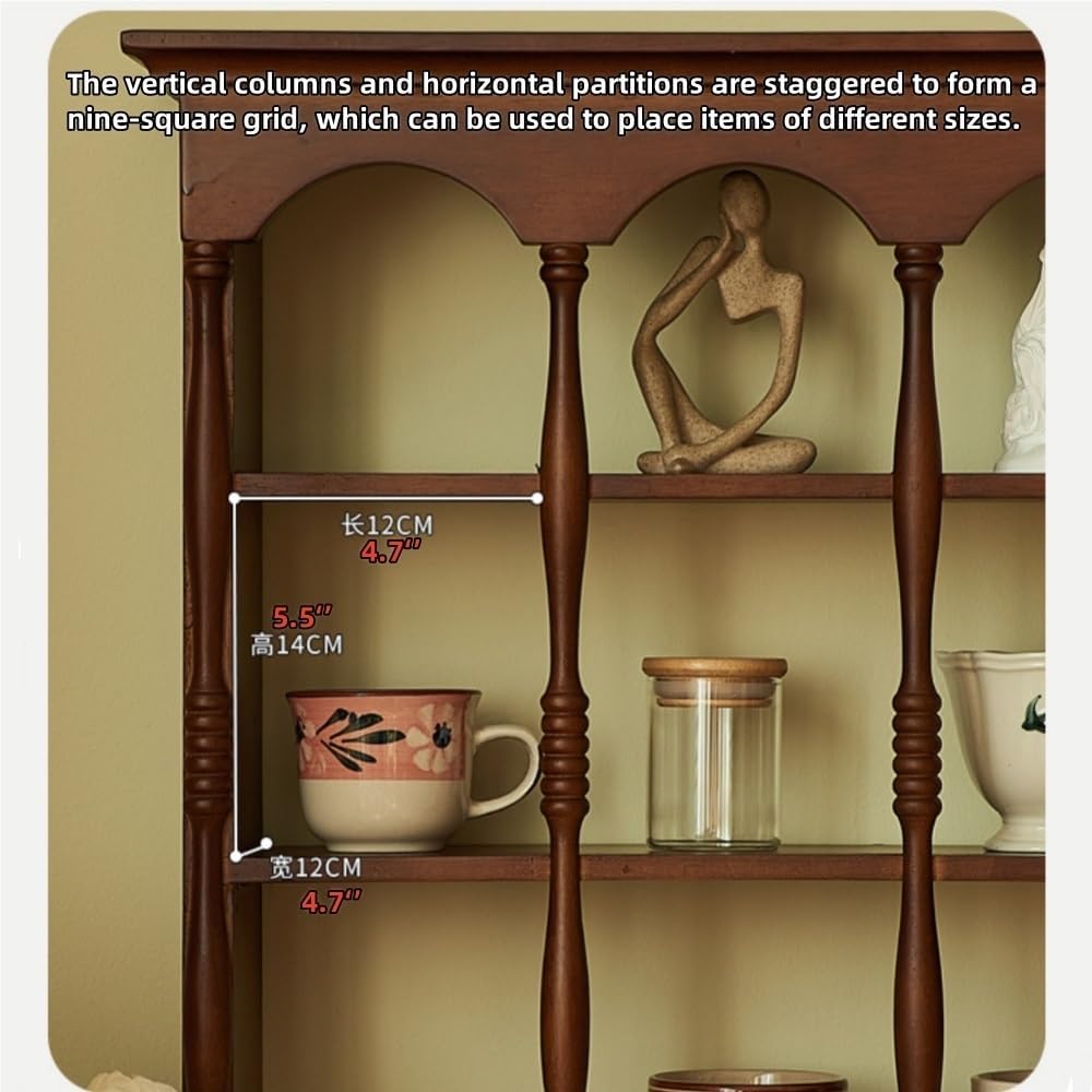 Wooden Collection Display Case, Collectibles Display Case, Vintage Wall Mount Storage Rack, Solid Wood Storage Rack, Display Stand for Display & Home Deco(Black)