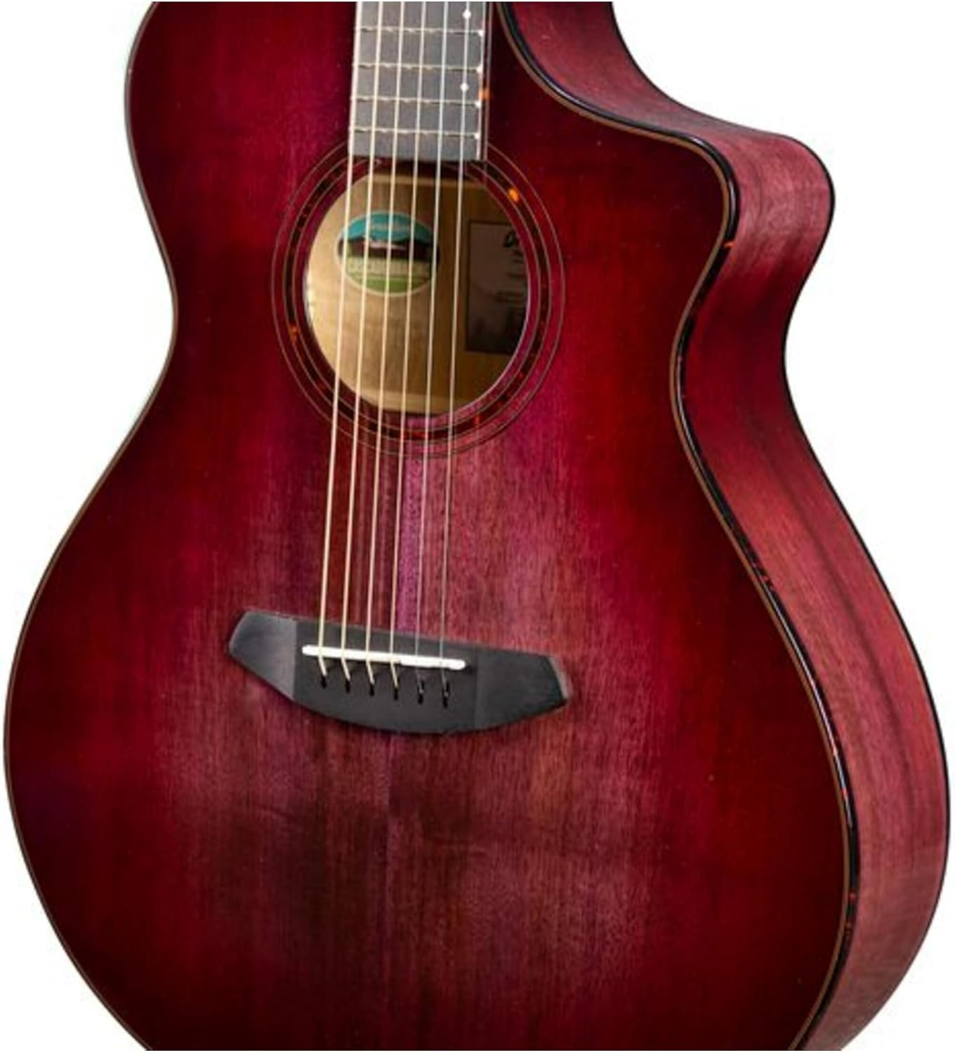 Breedlove Pursuit Exotic S Concert 6-String Myrtlewood Wood Top Acoustic Electric Guitar with Slim Neck and Pinless Bridge (Right-Handed, Pinot Burst)