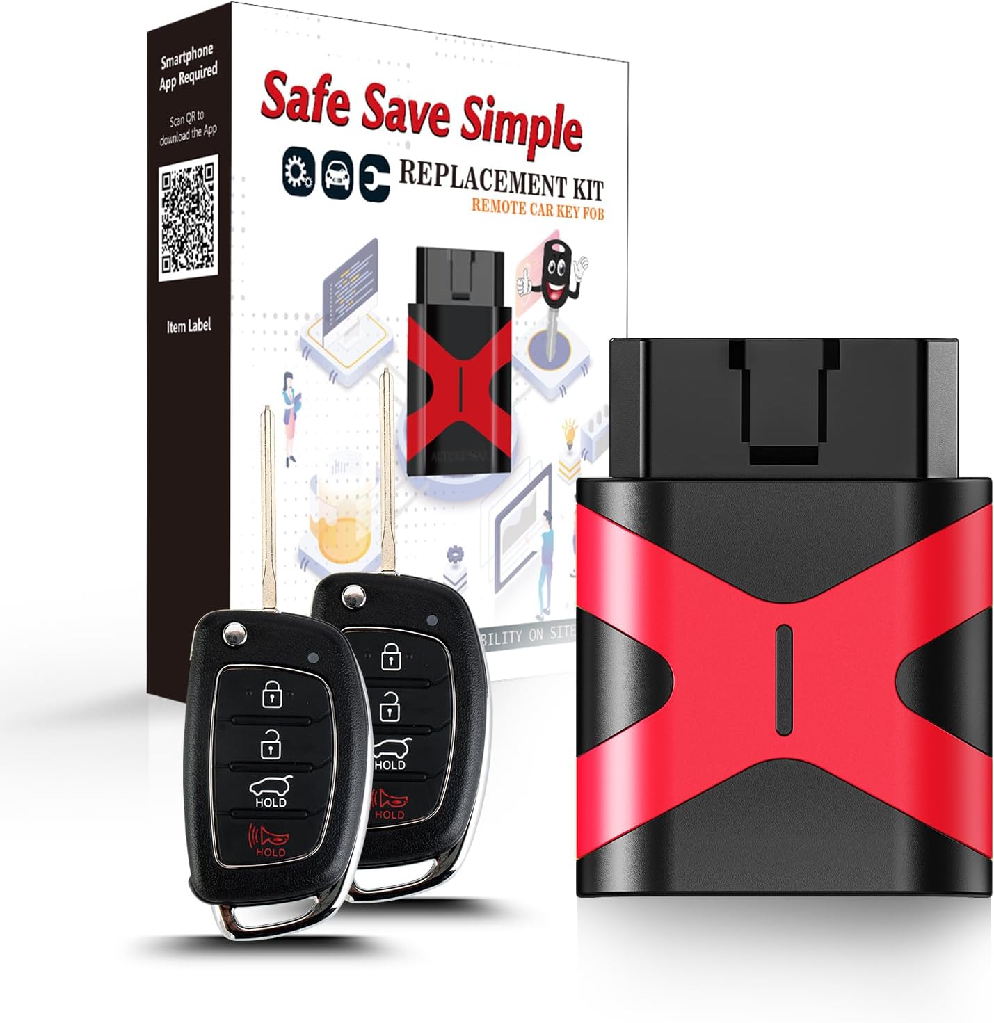 Programmable Keyfob, Replacement Car Keys and Fob DIY Programmer Kit for 2015 2016 2017 Hyundai Sonata Flip Remote TQ8-RKE-4F16 95430-C1010