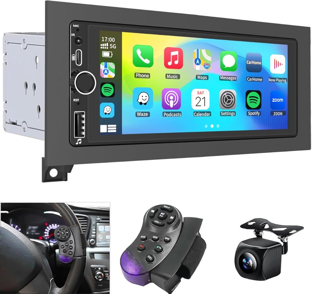 Car Stereo Radio with GPS Navi WiFi Carplay Android Auto SWC Remote for 1994-2001 Dodge Ram Dakota/Jeep Wrangler Cherokee 1997-2001/ Chrysler Town and Country 1990-2000/Sebring Cirrus