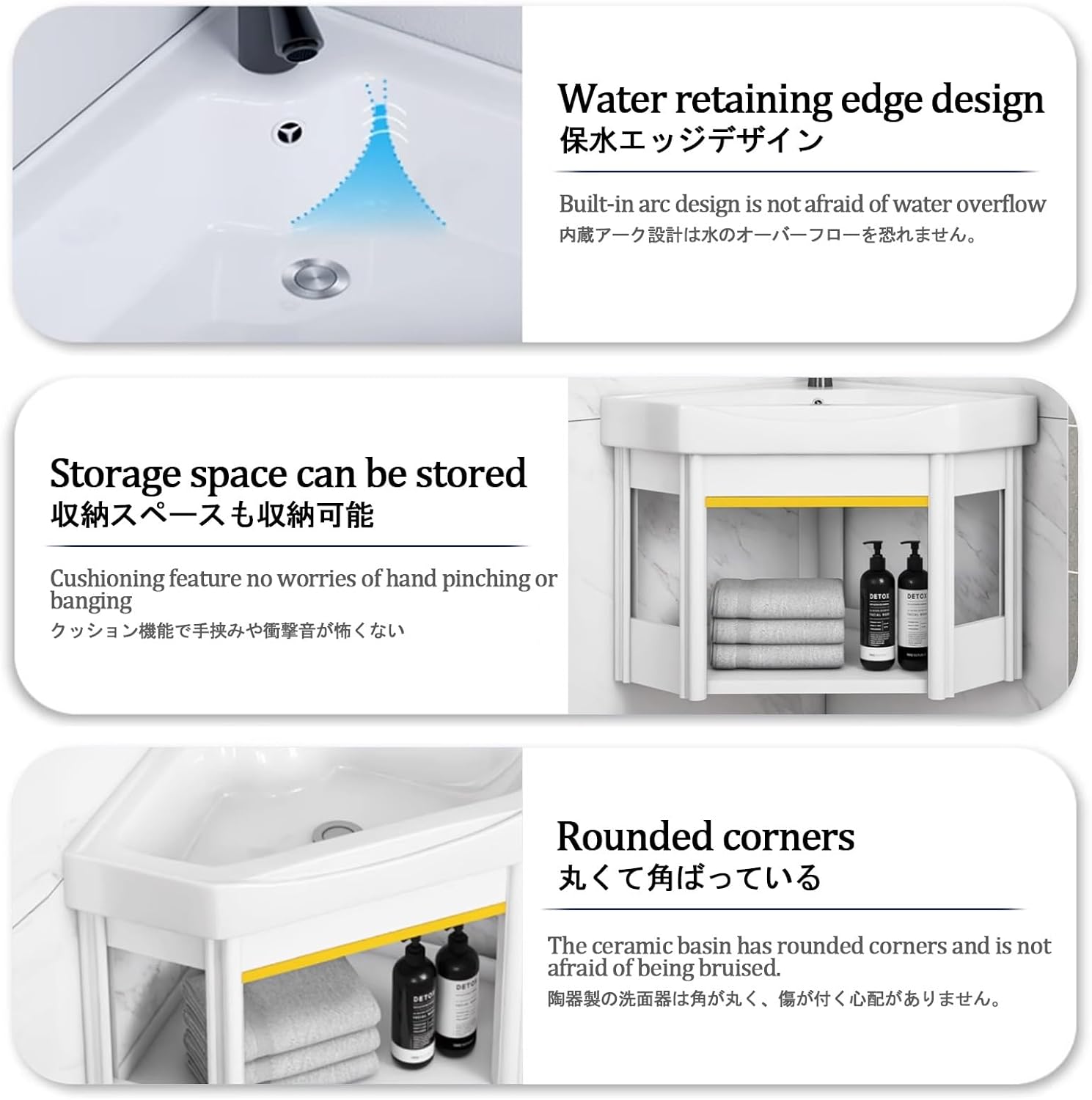 Small Vessel Sink Wall Mount Bathroom Sinks Floating Bathroom Sink Triangle Corner Bathroom Sink Corner Wall Mount Multifunctional Practical Ceramic Sink With Single Hole And Overflow For Hom