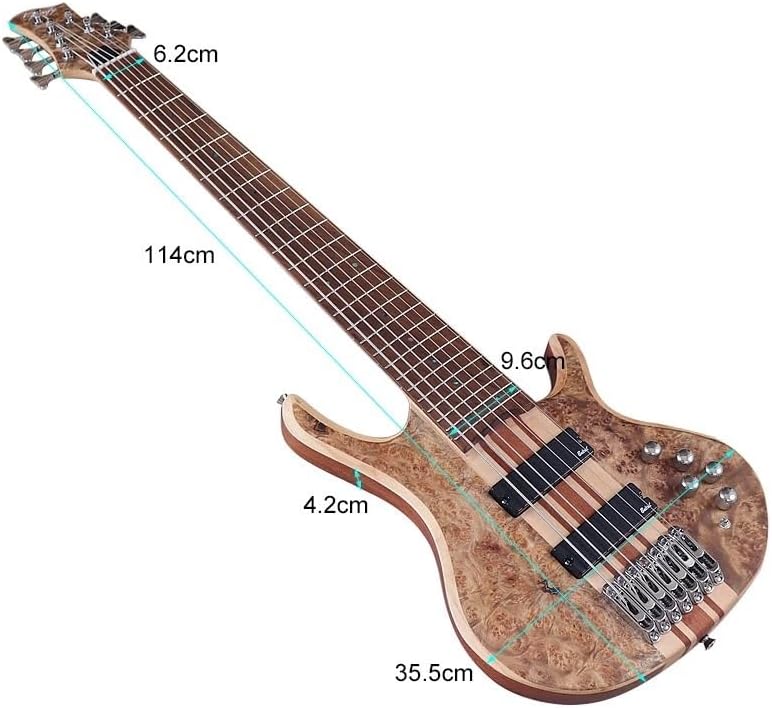 7-String Active Electric Bass Guitar, 43-Inch Full Size, Neck-Through,Canada Maple Neck & Fretboard