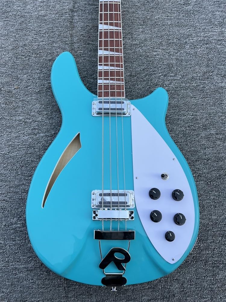 Electric Bass Guitar with 4 Strings, Rosewood Fingerboard, White Pickguard, and Striking Blue Color - Perfect for Bassists and Musicians Seeking High- Sound and Eye-Catching