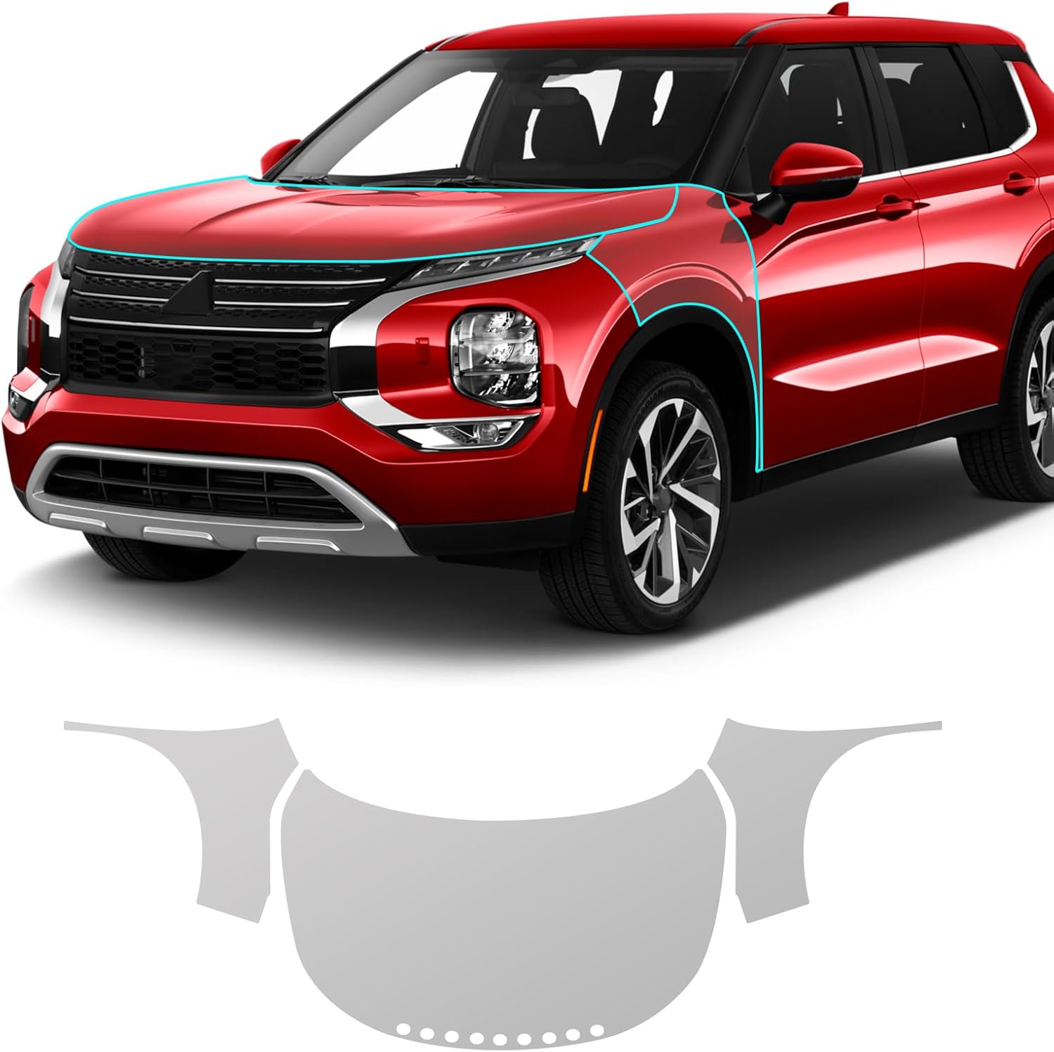 for 2023-2025 Mitsubishi Outlander Precut Paint Protective Film 8.5 Mil TPU PPF Clear Car HD Scratch Exterior Accessories (Hood + Fender 3Pcs)