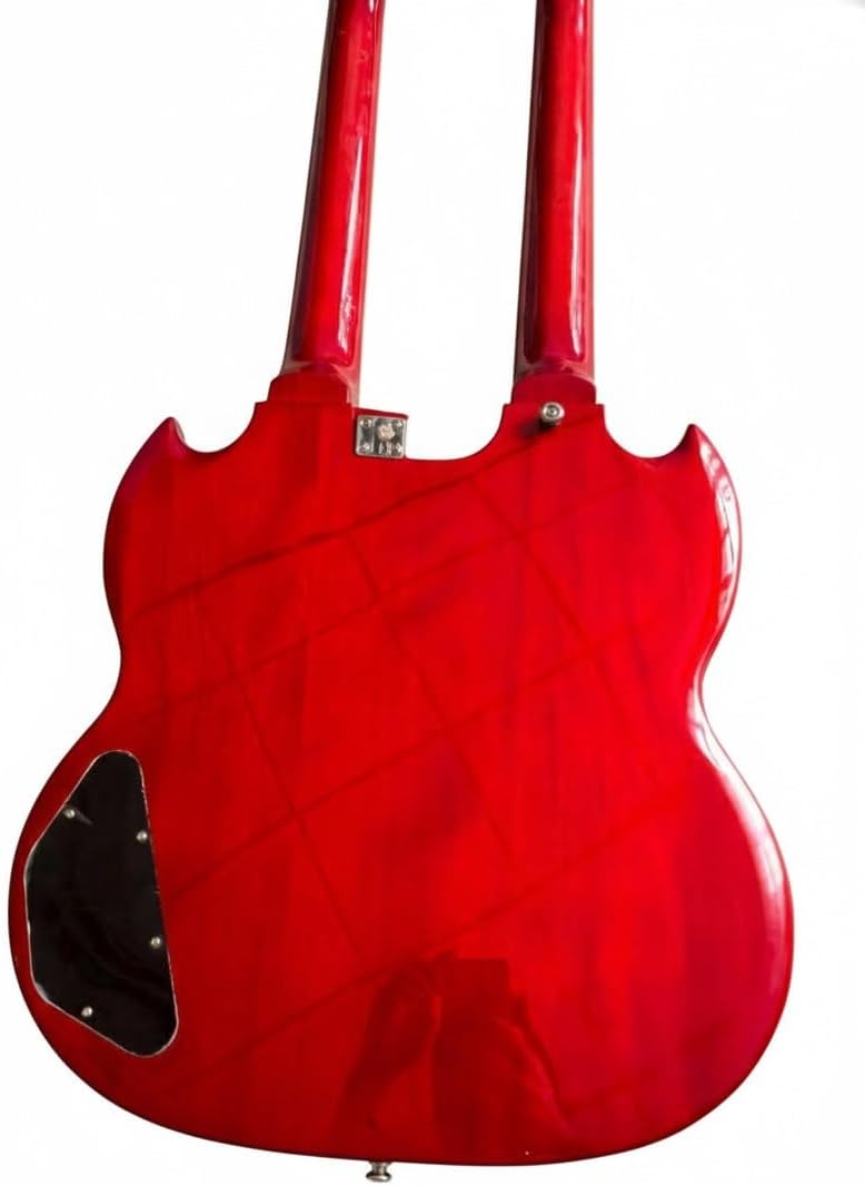 Double Neck Electric Guitar 12 String and 6 Solid Mahogany Body Rosewood Fretboard Trans Red