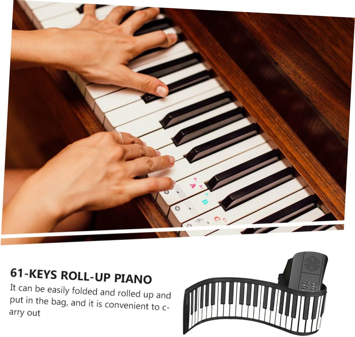 Portable Keys Roll-up Piano Electronic Keyboard High-fidelity Sound for Travel Boys and Girls and Beginners Easy to Carry and Store