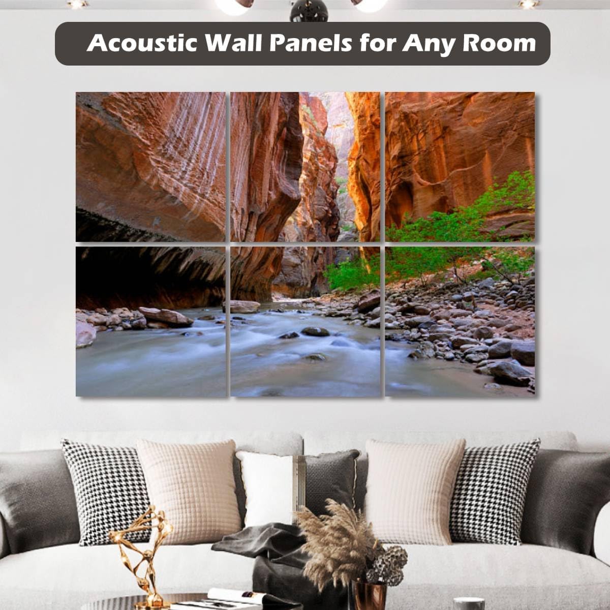 6 Pack Art Acoustic Panels Canyoneering Zions National Park Soundproof Wall Panels Padding Decorative Sound Absorbing Panels 72