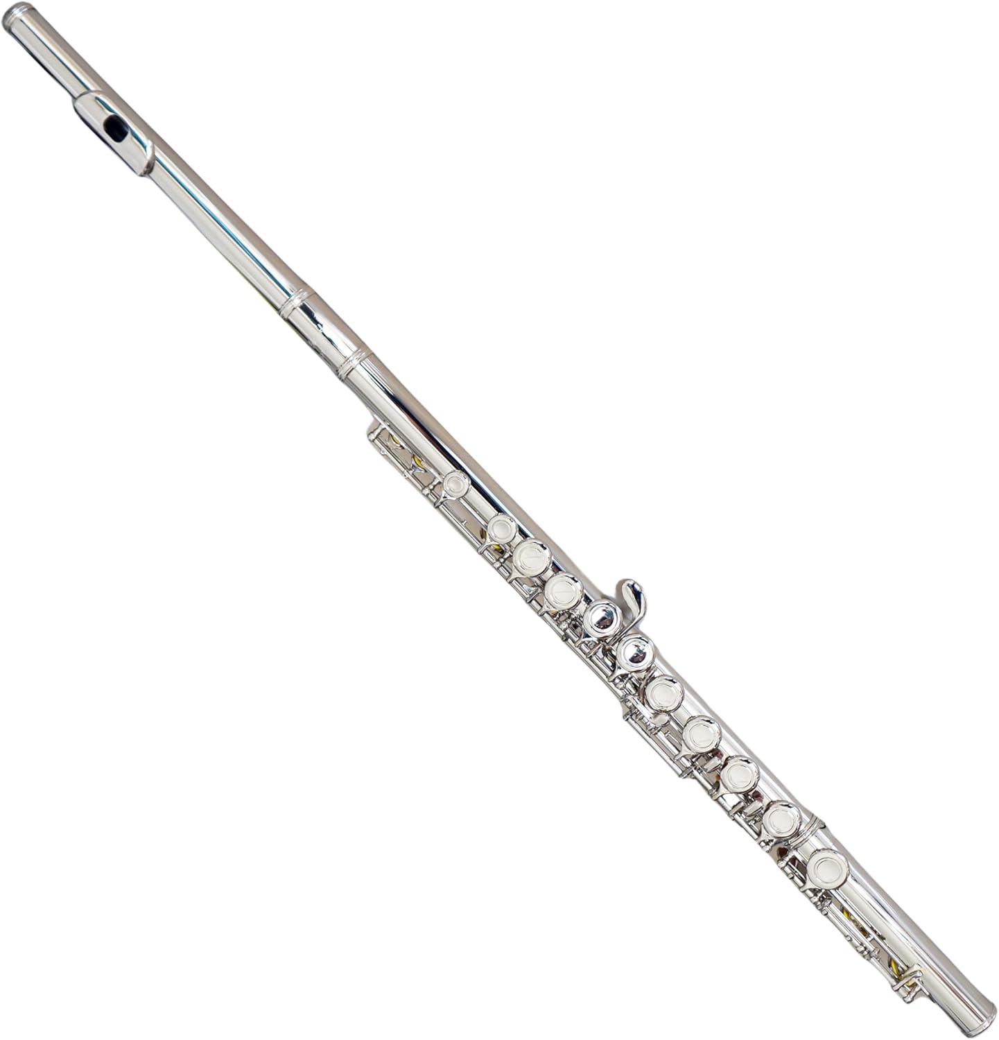 Deloitte C Flute Closed Hole 16 Keys Nickel Plated, DFL-101, for Beginner Student Flute Instrument with Cleaning Kit, Carrying Case, Gloves, Tuning Rod