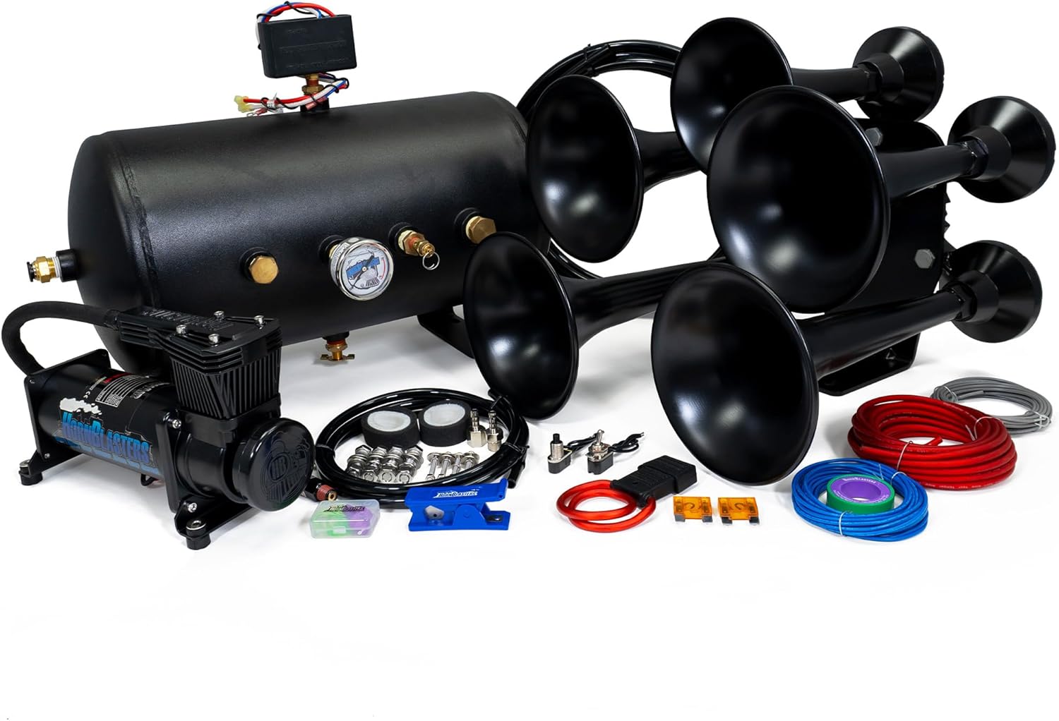 Hornblasters Katrina 544K 5 Gallon 150 PSI Train Horn Kit - 5 Trumpets - Big Sound - Tire Inflation/Air Tool Use