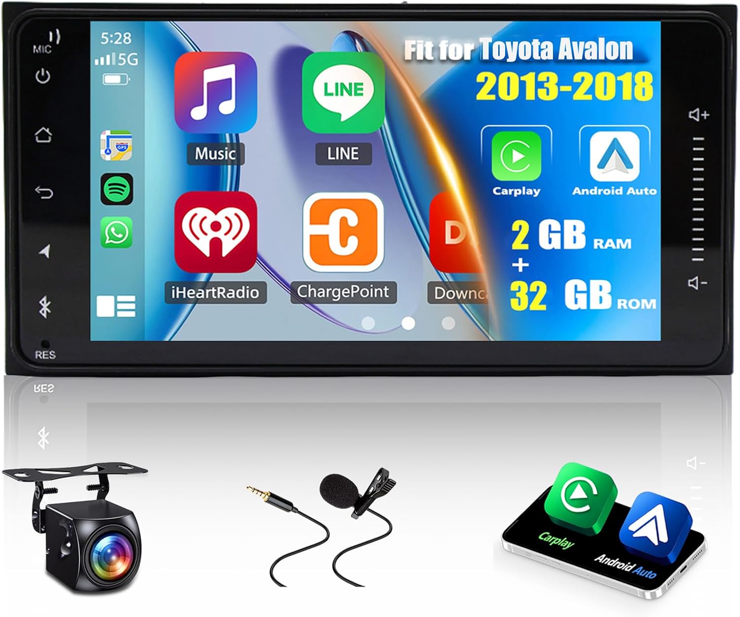 Android 15 Car Stereo Fit for Toyota Avalon 2013-2018, 7inch Touch Screen with Wireless Carplay Android Auto AHD Backup Camera Mirror Link GPS SWC WiFi FM