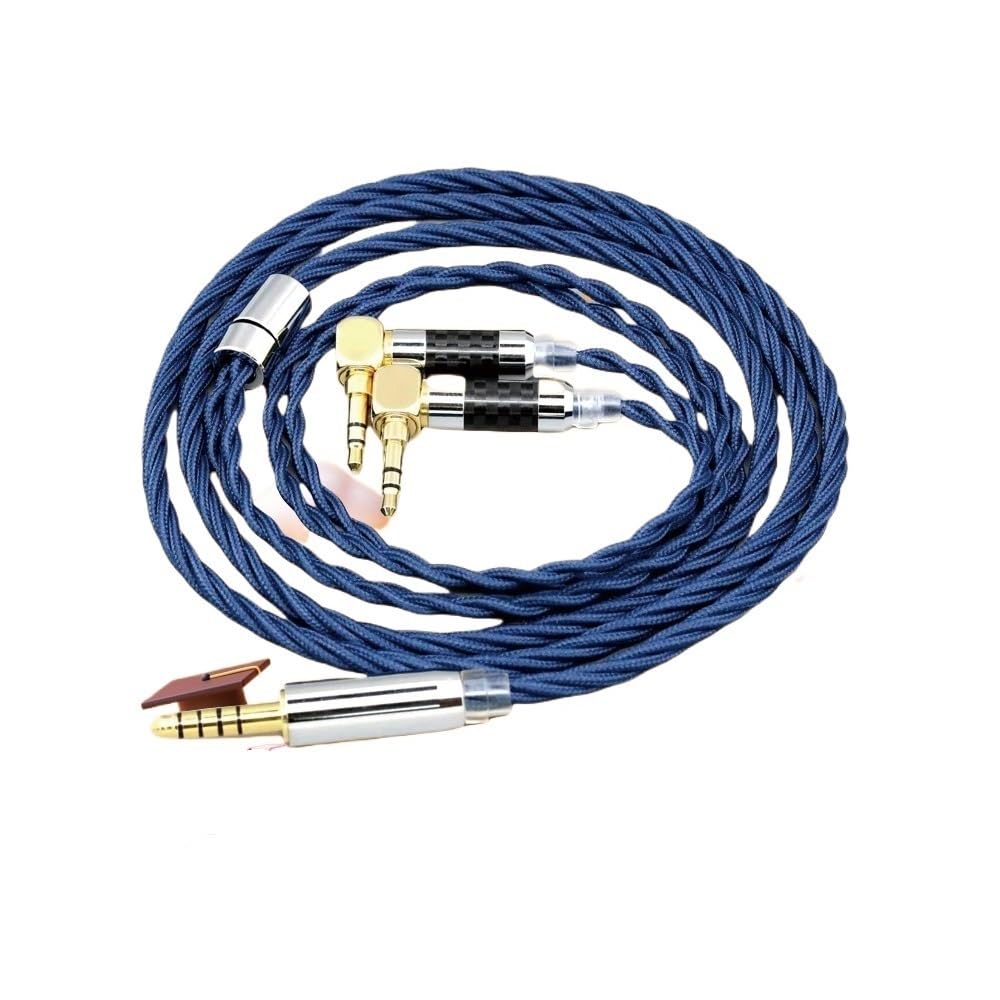 99% Pure Silver Earphone Cable for Headphone Headset L Shape 3.5mm Pin OCC Graphene Alloy Full Sleeved 8600(XLR 4 Pole Male,300cm)