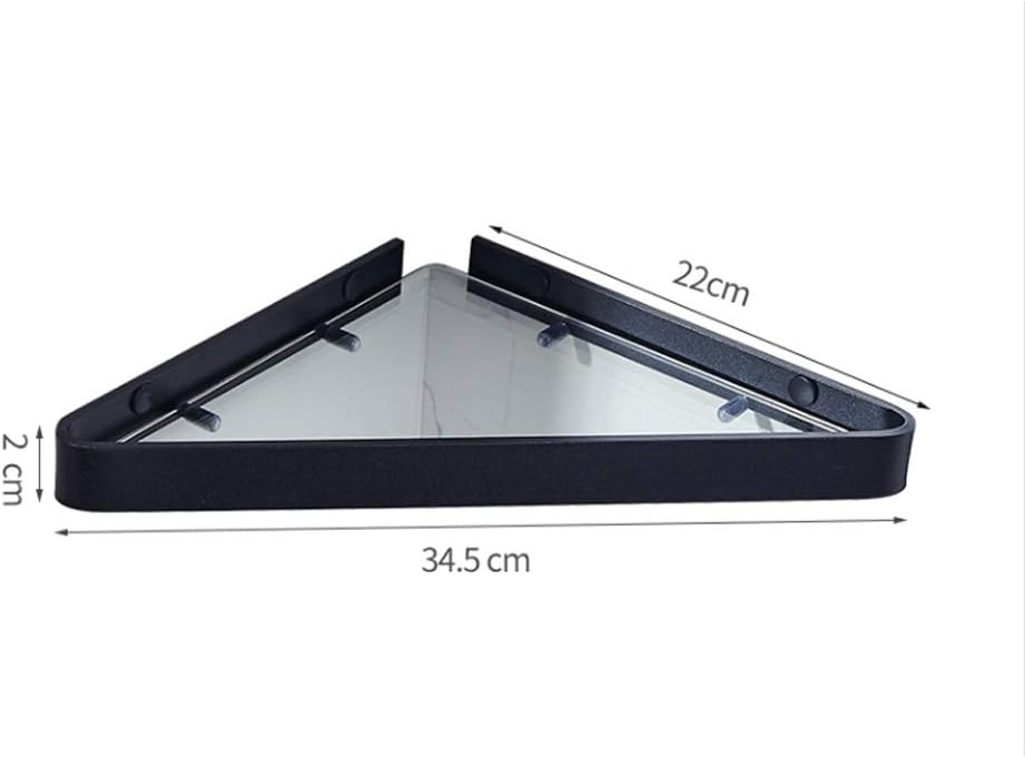 Bathroom Corner Tempered Glass Shelf Thick Lavatory Wall Mount Triangular Glass Corner Shelf for Shower and Bathroom