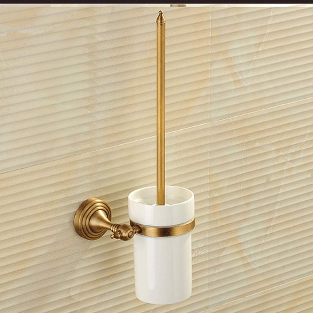 Compact Plastic Freestanding Toilet Bowl Brush and Holder for Bathroom Storage and Organization - Flip- Space Saving, Sturdy, Deep Cleaning, Covered Brush - Bronze