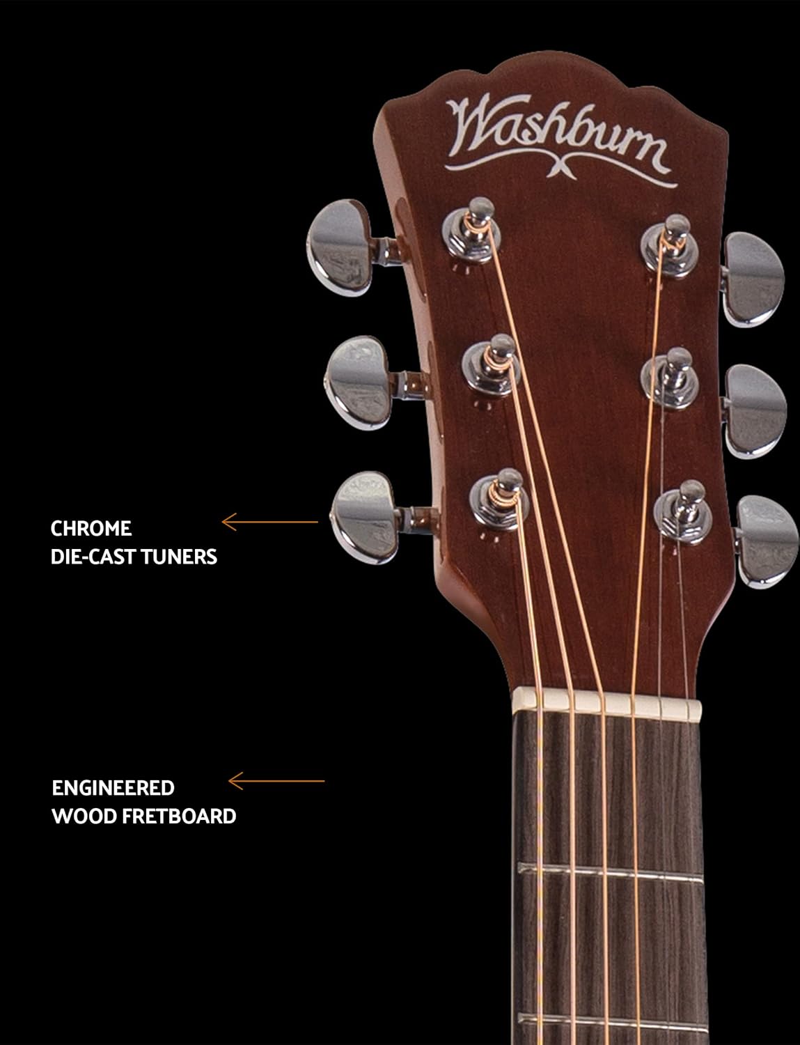 Washburn 6 String Acoustic Guitar Pack, Right, Natural (AD5CEPACK-A)