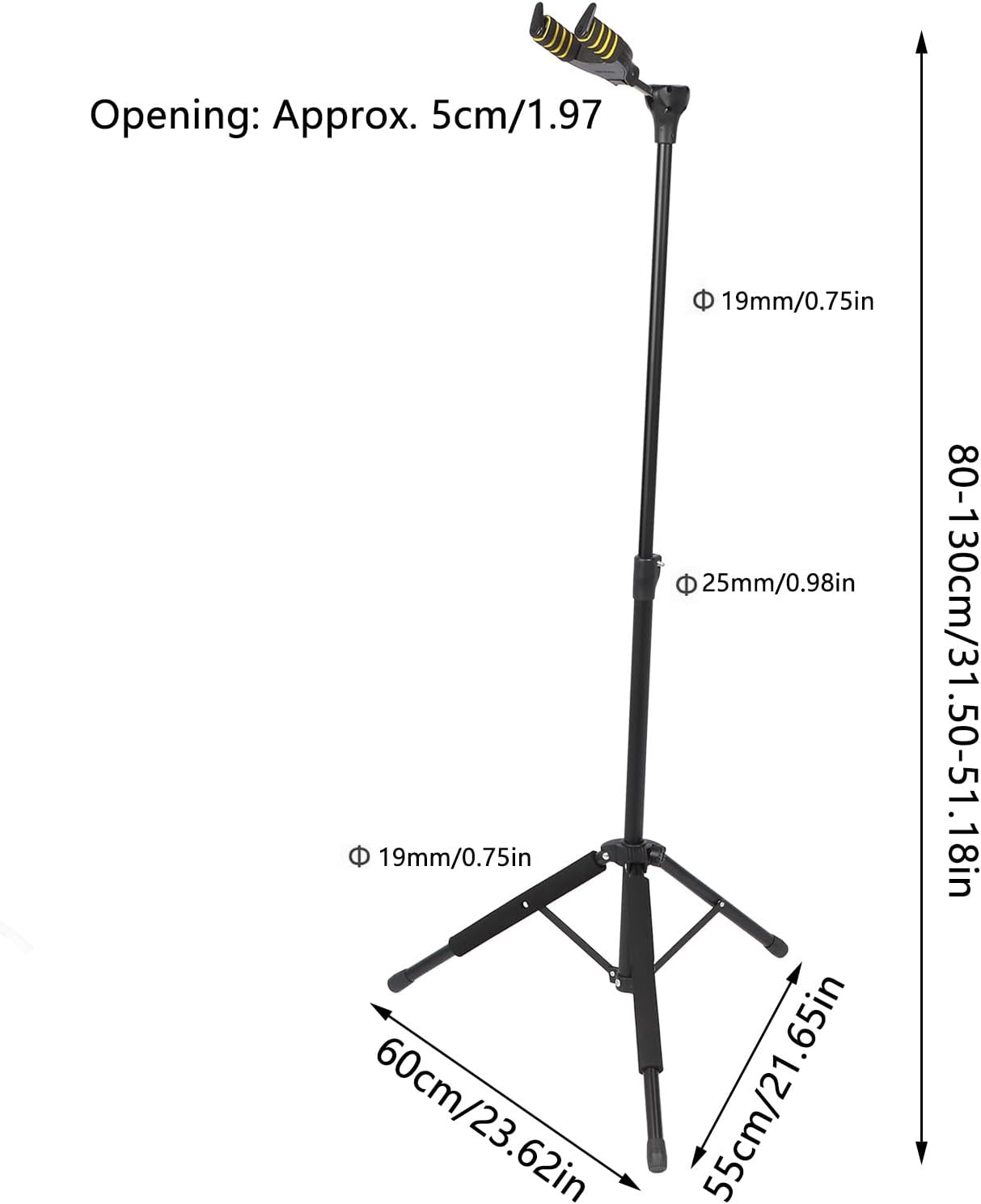 Adjustable Guitar Stand, Foldable Tripod with Gravity Auto Lock, Metal Frame for Acoustic Electric Bass Ukulele - Stable Support, Anti Scratch Protection, Portable for Musicians