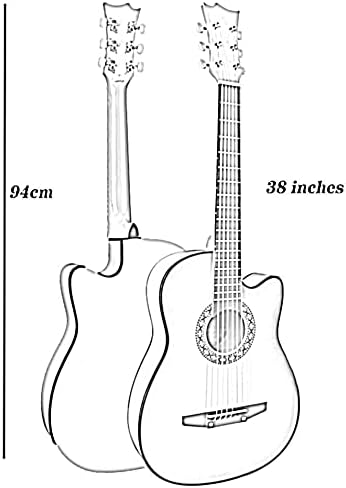 Full Size Guitar Acoustic Guitar Classical Guitar Beginner Fingerstyle 38 Inches Folk Musical Instrument Youth Exercises with Backpack Beginner Acoustic Guitar Starter Package Student G (Yellow Long)